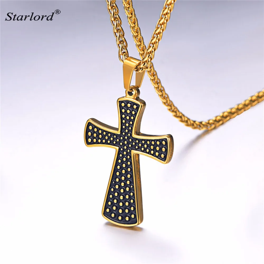 New Trendy Cross Pendant Necklace For Men Stainless Steel/Gold Color