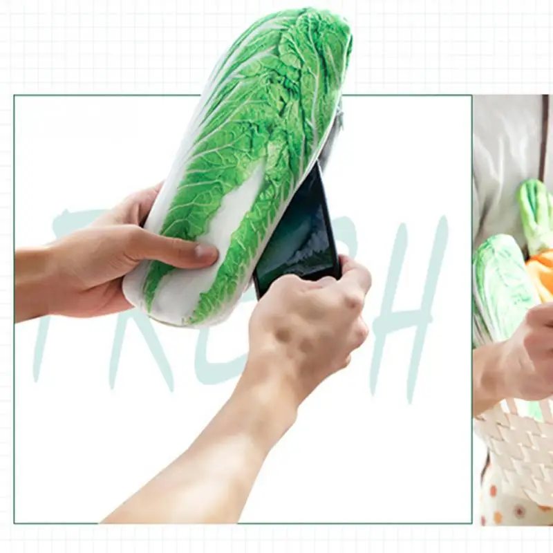 

Lifelike 3D vegetables Make up bags Cute Cartoon Originality Simulation Food Pattern Pencil cosmetics Case Plush Storage Bag