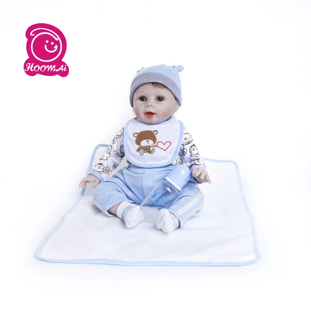 

55CM Cute Funny Smile BeBes Reborn Doll Cotton soft Body Silicone Reborn Baby Dolls Lifelike Newborn child Birthday Gift