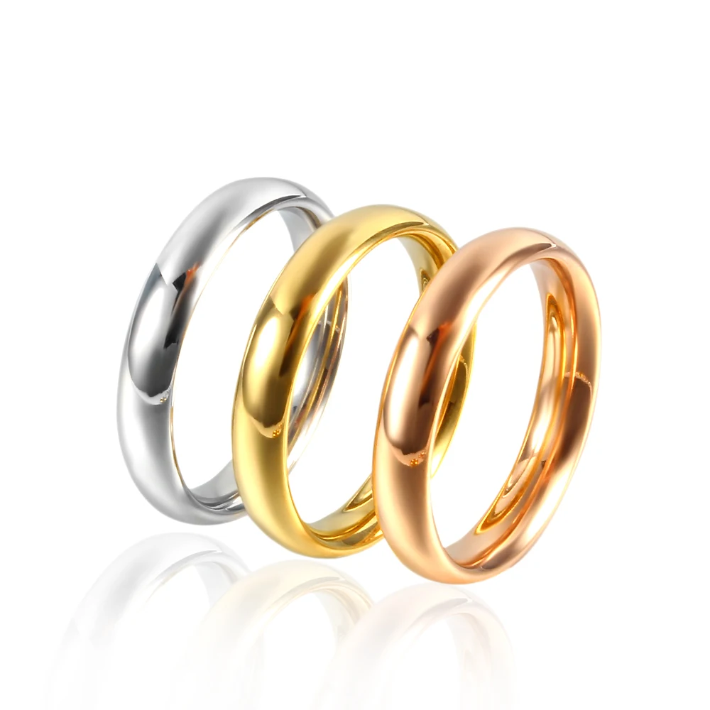 Classic 4mm Band Casual Ring for Women Men Stainless Steel Plain Rings