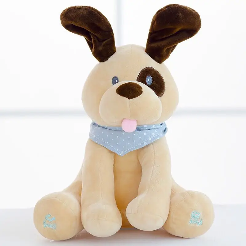 30 см электронный Peek a Boo собака плюшевые игрушки собака игрушки уха хлопать детские мягкие Электрический кукла подарок на день рождения для детей девушка