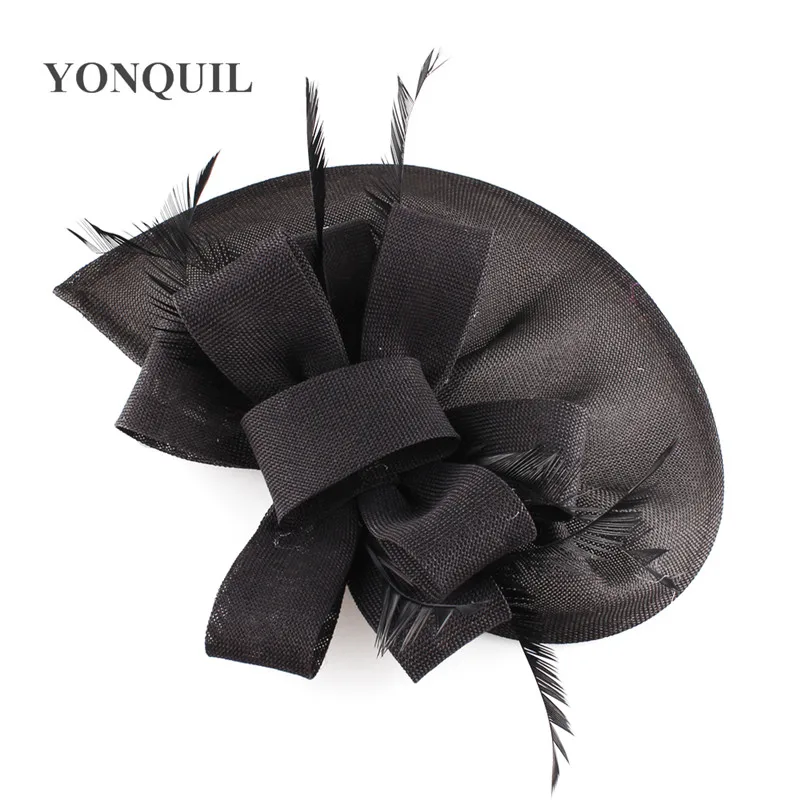 Перо Fascinators Жокейские шапочки для Для женщин Элегантный светло-голубой цвет имитация чародей шляпа девушек вечернее свадебное платье