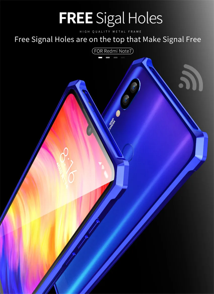 For Xiaomi redmi note 7 Case Luxury Metal Bumper Case On Xiomi redmi note 7 Slim Frame Phone Case redmi note7 (11)