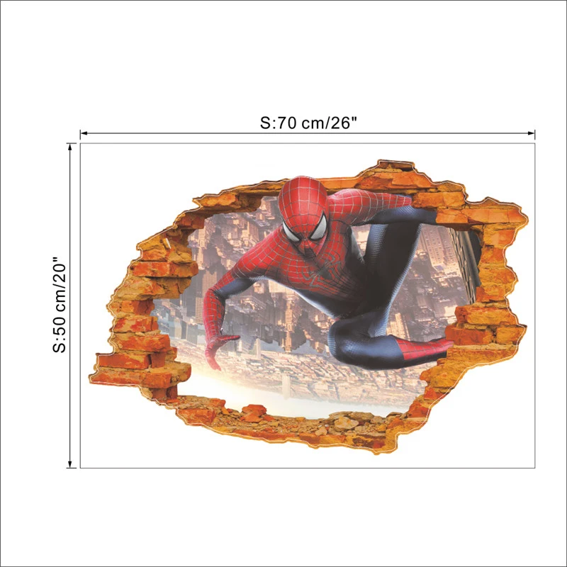 Новейшие 3d наклейки на стены с изображением Человека-паука для детской комнаты, домашний декор, Мультяшные Наклейки на стены, ПВХ Фреска, художественные подарки для мальчиков