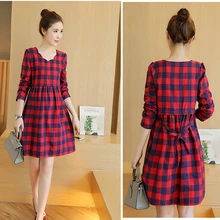 Maternity Autumn Dress Cotton Plaid Fashion High Quality Maternity Clothes For Pregnant Women Dress Nursing Pregnancy Clothing