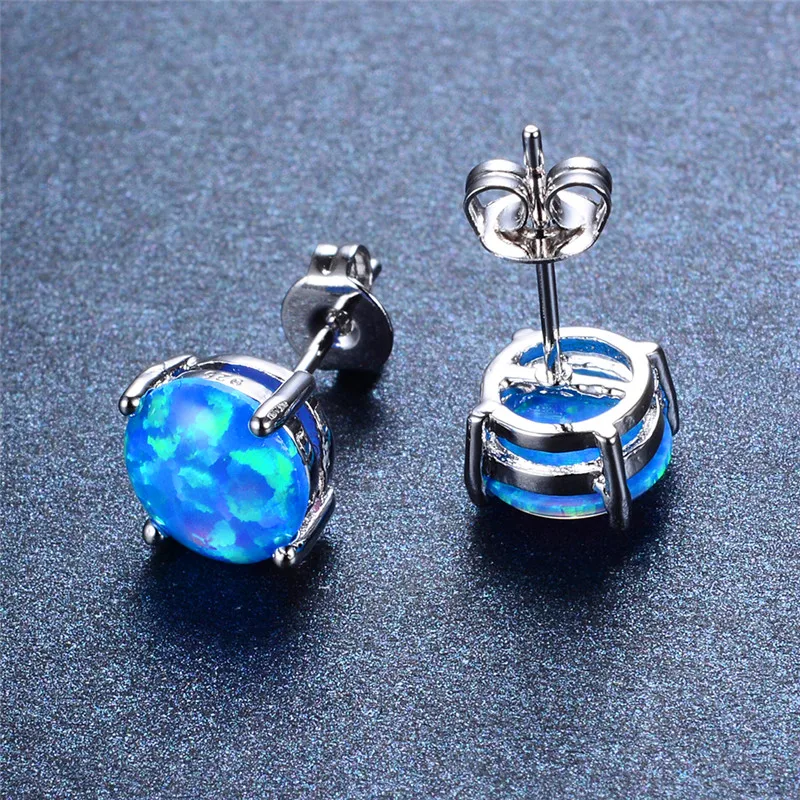 Earrings Opal Vintage Blue Fire Opal Earrings Female White Fire