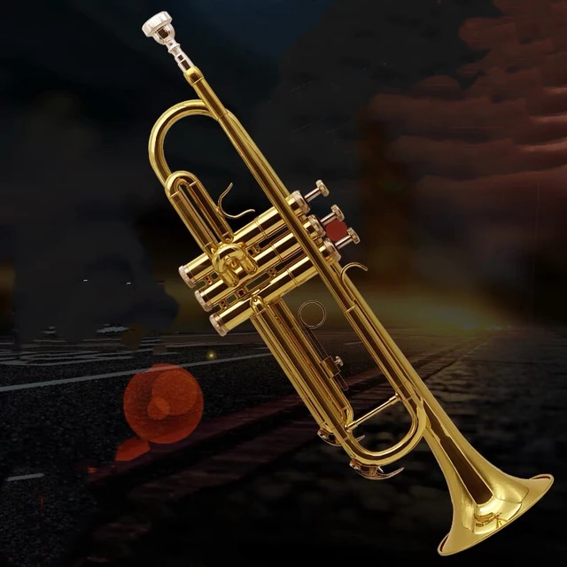 Lacquer gold trumpet instrument B flat first learn to play the trumpet