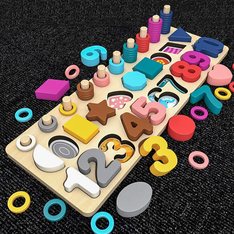 Детские игрушки материалы montessori обучения Обучающие деревянные игрушки дошкольного количество цифровой Форма матч Математические Игрушки