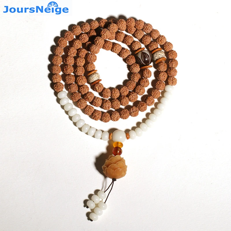 Travelge Tibetano Kingkong Bodhi Perline Rosario 8Mm Braccialetti Rotondi Ciondolo Di Loto Rudraksha Bodhi Buddha Preghiera Japa Mala