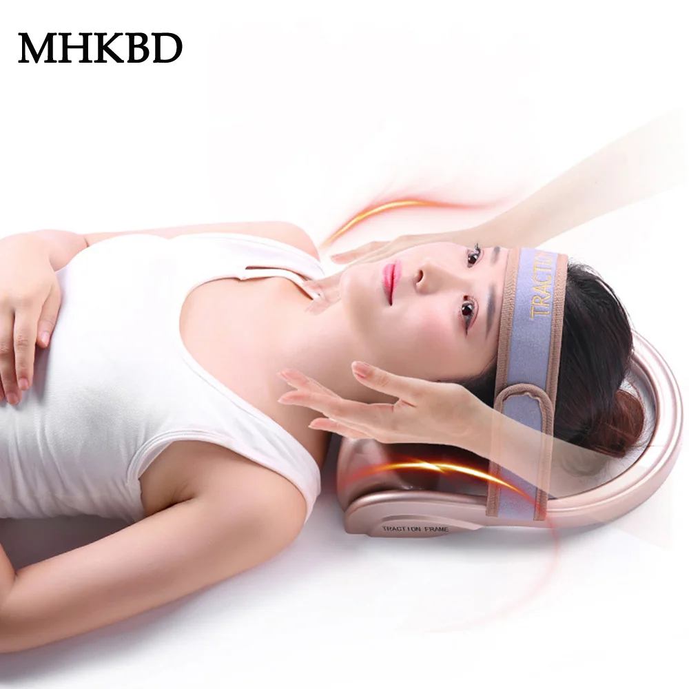 MHKBD Neck Traction Filled Air Cervical Tractor Portable Posture Pump Relaxing Vertebra Massager Spine Muscle Relief