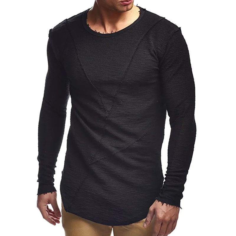 WBDDT Autumn Solid T shirt Men Male Cotton Long Sleeve Slim Fit 2018