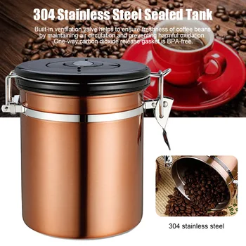 

Stainless Steel Coffee Canister Ground Vault Jar for Tea Coffee Sugar Kitchen Supplies HG99