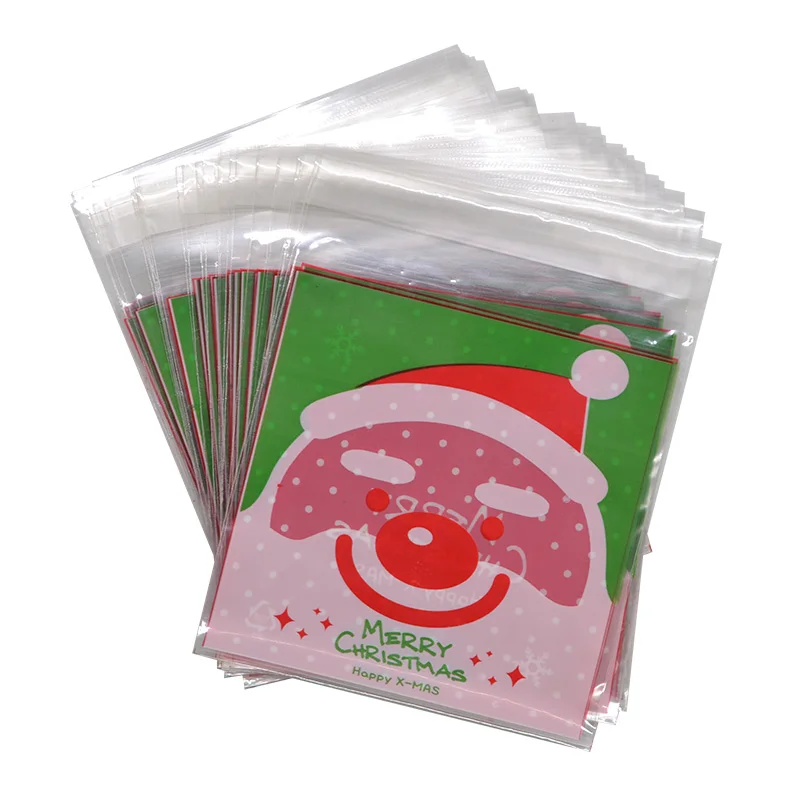 

10*10cm Cartoon Packaging Bags Merry Christmas Gift Candy Bags 50pcs OPP Santa Claus Cooking Pouch for kids Christmas Supplies