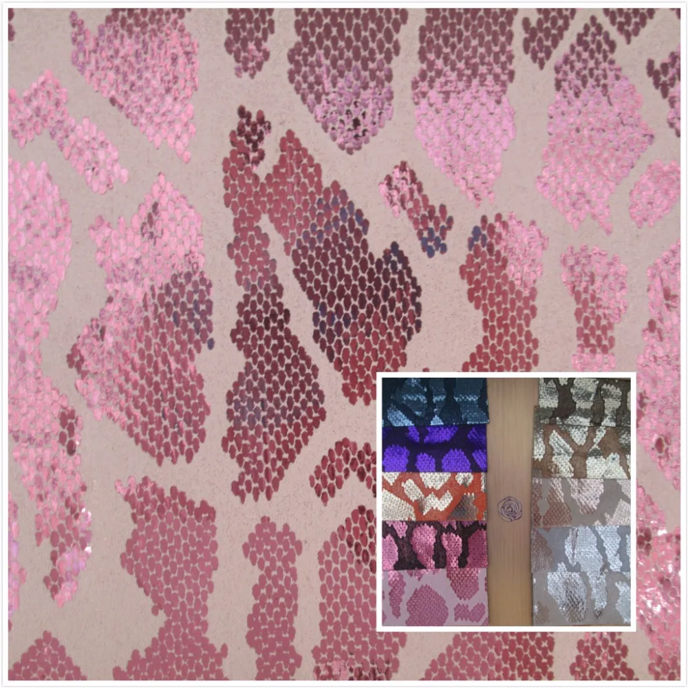 

serpentine Flash foil synthetic leather fabric PVC faux leather textile fabric 10 color for bag decorative