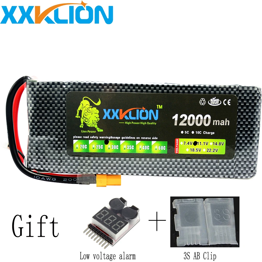 

XXKLION drone Lipo battery pack 11.1v 12000mAh 30C 3S for rc airplane Aerial multi - axis unmanned aerial vehicle Free Shipping