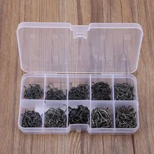 500 шт. рыбы джиг Крючки с отверстием Рыбалка снасти Box 3#-12#10 Размеры углеродистой Сталь