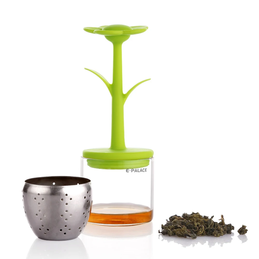 Biru Ungu Tahan Panas Silikon Pot Bunga Herbal Tea Leaf Strainer