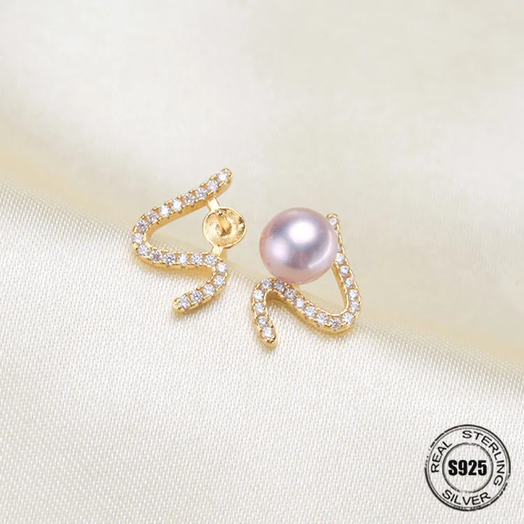

HOT High Quality 925 Sterling Silver Stud Earrings Settings DIY Pearl Earring Hooks Findings Women's Jewelry Making Accessories