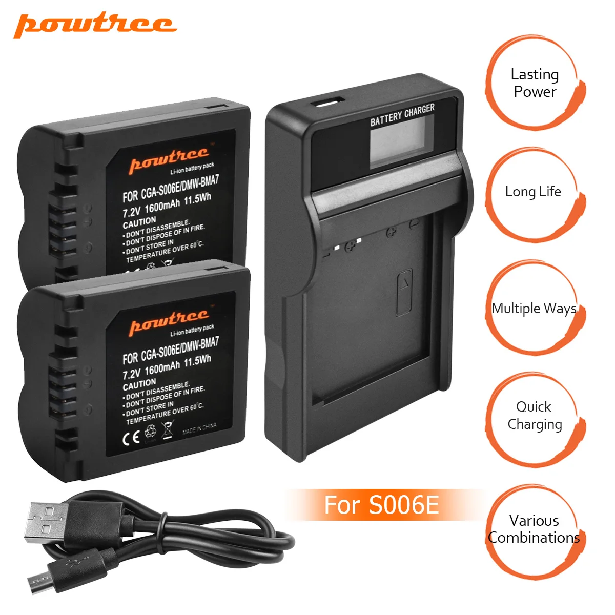 

2X CGA-S006 DMW-BMA7 CGA S006 DMW BMA7 Li-ion Battery+LCD Battery Charger for Panasonic DMC FZ7 FZ8 FZ18 FZ28 FZ30 FZ35 FZ38 L20