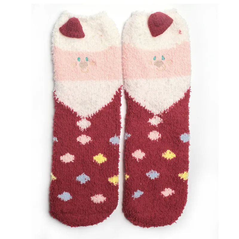 7Polar Fleece Women Socks Super Warm Comfortable Christmas Men Floor Socks with Rabbit Sheep Dot Parents and Children Socks