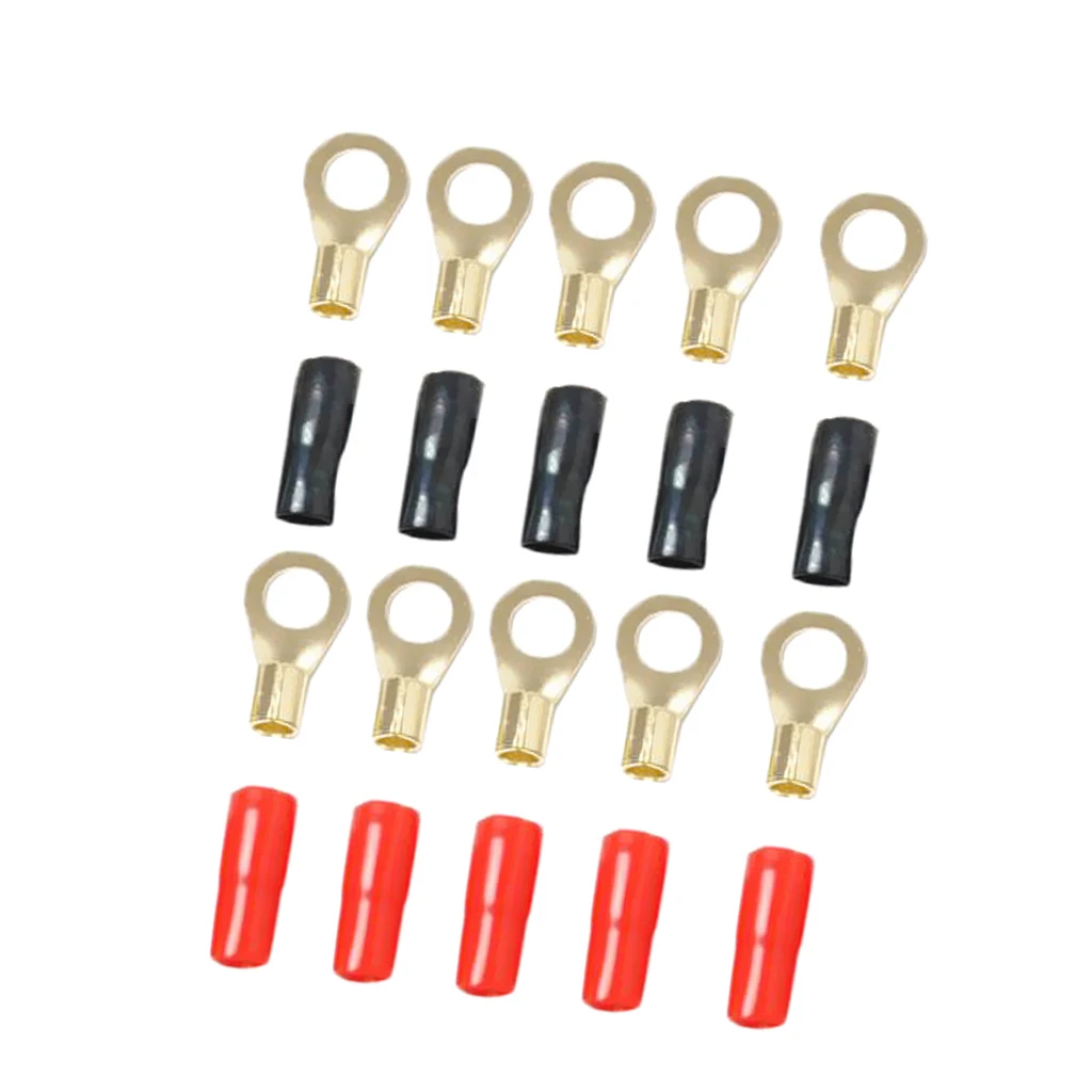 5 Pairs 8 AWG Power Ground Wire Connectors Assortment Crimp Ring Terminals