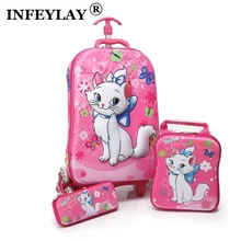 3D stereo anime trolley case Cute kids EVA Travel 3PCS/set suitcase boy girl creative cartoon pencil box children Christmas gift