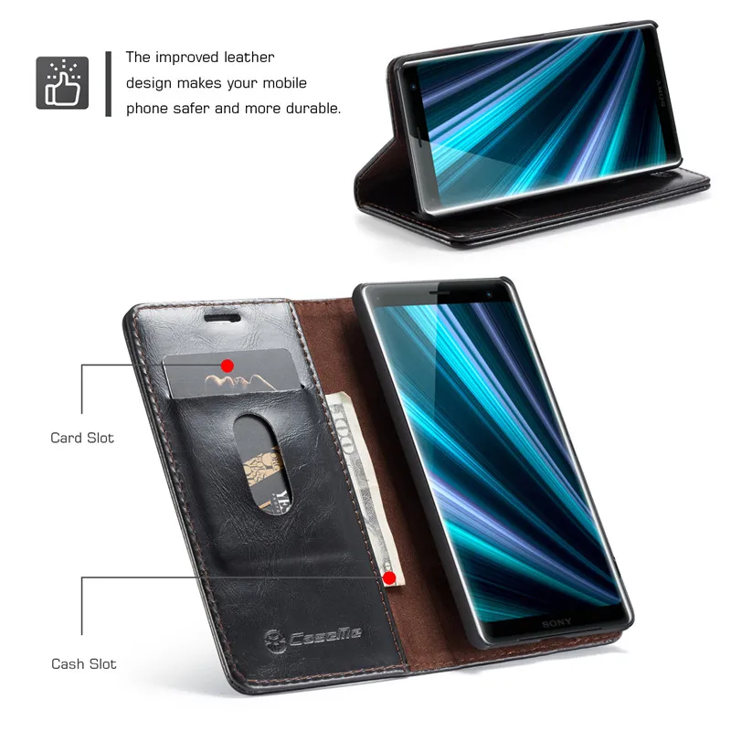 Ретро Магнитный Прочный чехол для sony XZ3/XP XZ2/компактный Роскошный кожаный чехол с откидной крышкой для sony X/Compact/sony Xperia XA XZ XP чехол для телефона
