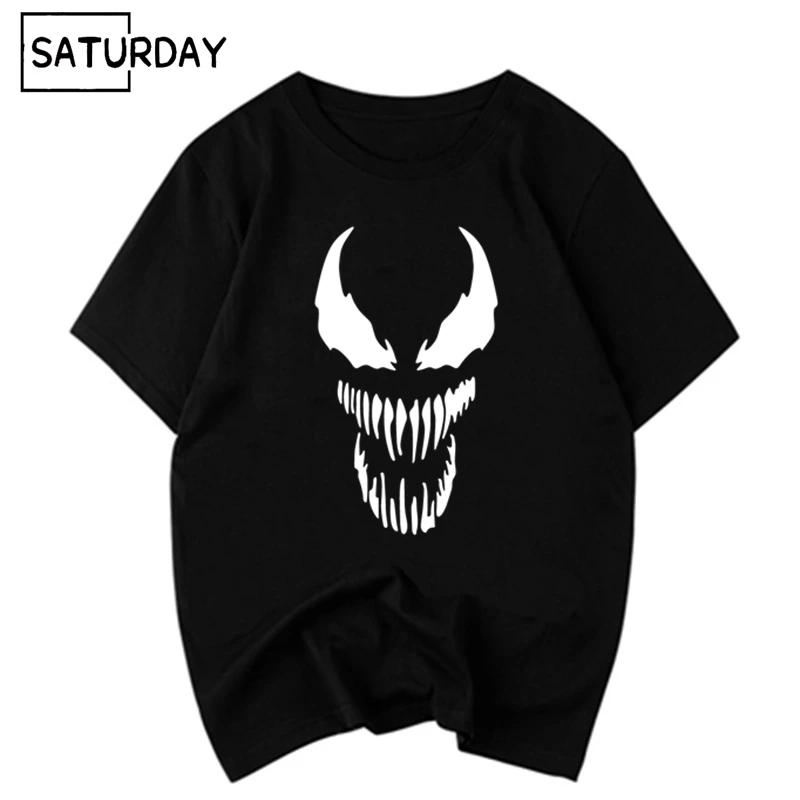 

Unisex Venom Comic Originality Black Cotton Harajuku T-shirt 2019 Summer Men and Women Anime Black Cotton Movie Tops Tee Homme