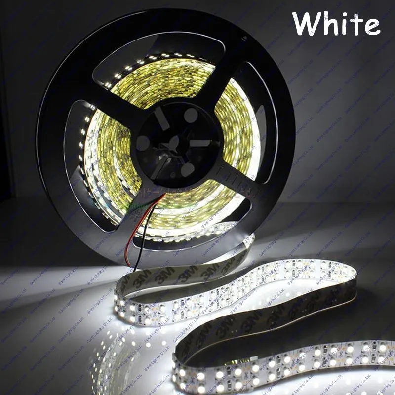 5 м/roll 1200 светодиоды 3528SMD DC12V 240led/м Двухрядные гибкие светодиодные полосы не водонепроницаемый, белый/теплый белый цвет