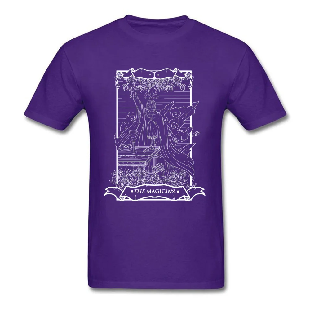 Leisure Design Tops T Shirt Short Sleeve for Men 100% Cotton Summer/Autumn O-Neck T Shirts Printing Tops Shirt Fashionable Tarot Card The Magician Dark Edition 4711 purple