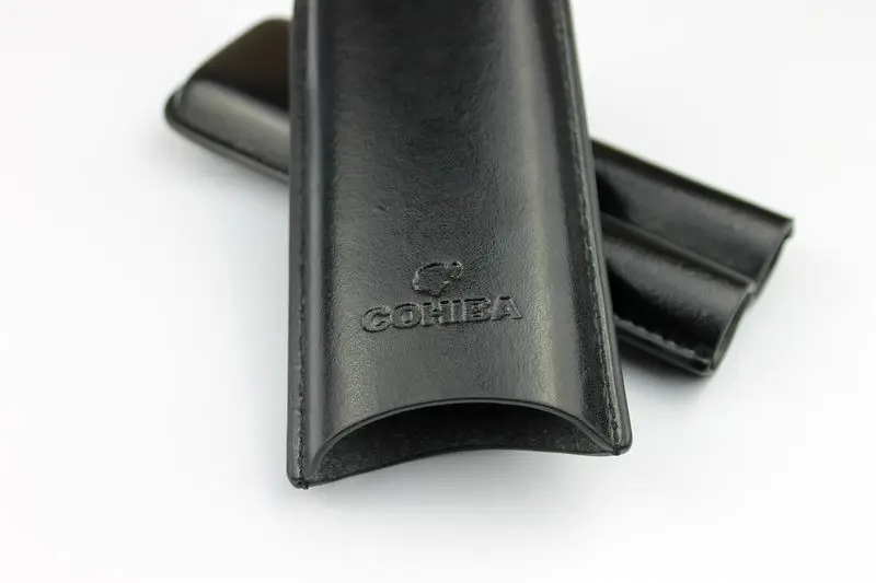 

Black pu Leather Cigar Case Hoder 2 Tubes Mini Outdoor cigar Humidor Storage Box 2 Cigars tube Humidor pouch cigar knife pouch