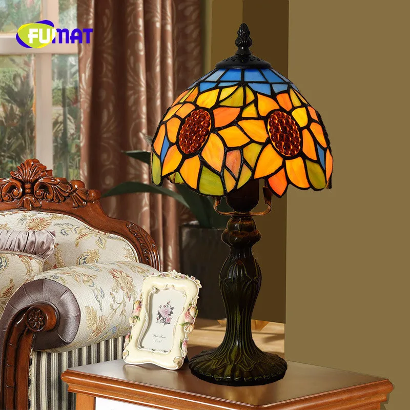 4Sunflower Stained Glass Tiffany Table Lamp