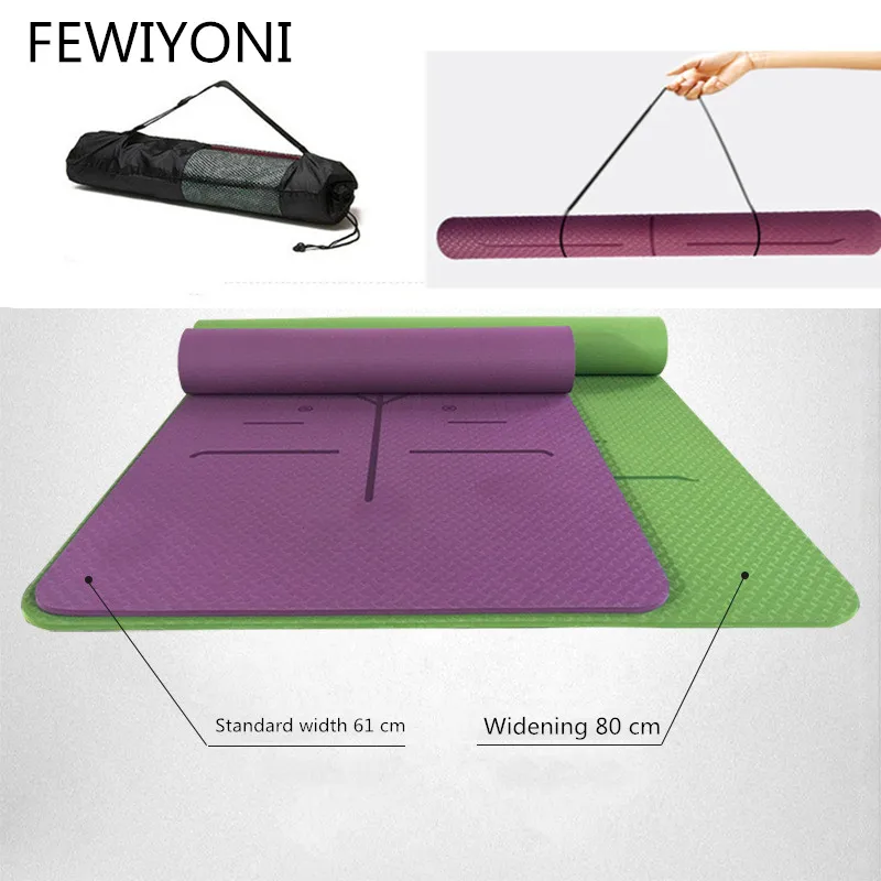 

FEWIYONI 1830*800*6mm TPE Yoga Mat with Position Line Non Slip Carpet Mat For Beginner Environmental Fitness Gymnastics Mats