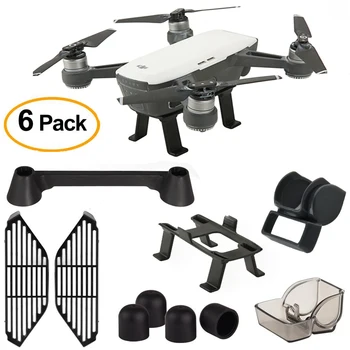 

6 Pack Accessory Kits for Dji Spark Lens Hood Sunshade, Landing Gear, Gimbal Guard, Silica Gel Motor Guard Protective Cover