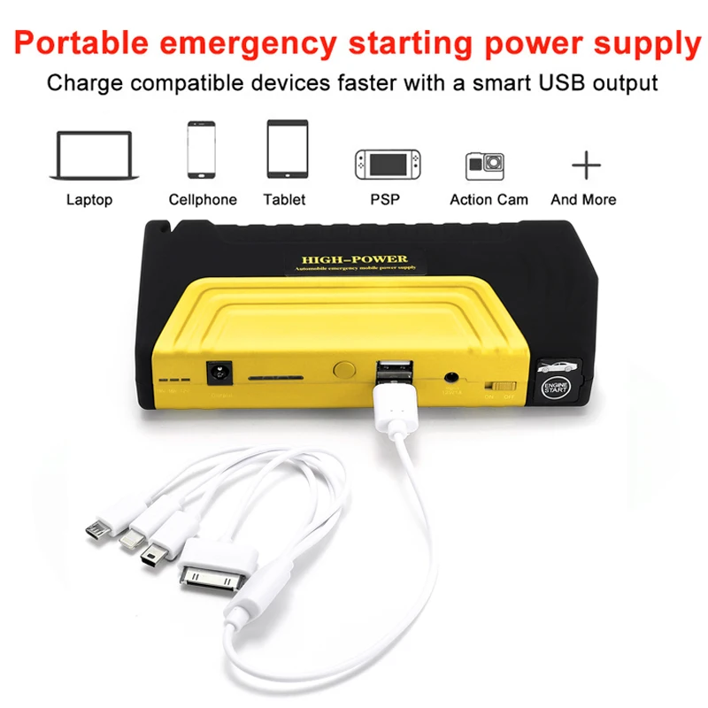 Многофункциональное пусковое устройство 68800 mAh 12 V 600 A USB портативный внешний аккумулятор автомобильное зарядное устройство пусковое устройство