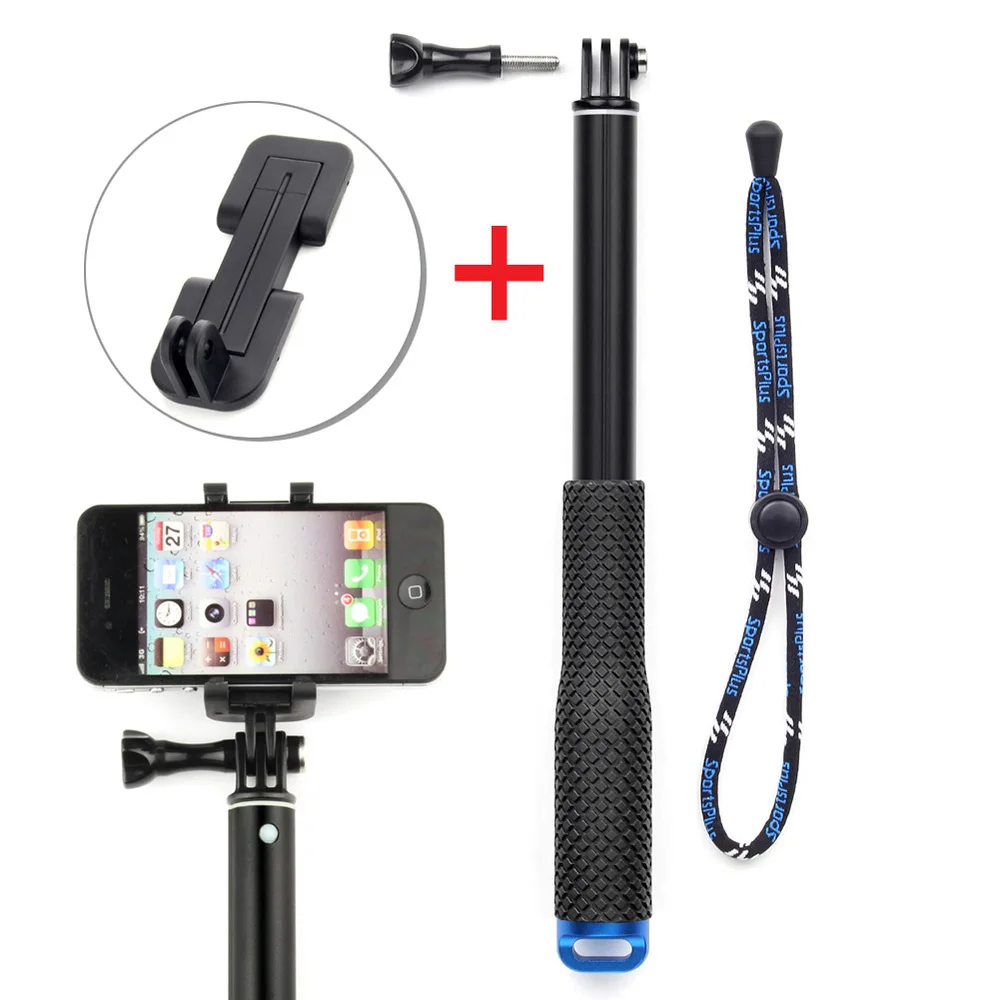 

SOONSUN 37'' Telescopic Extendable Monopod Pole + Smart Phone Clip Holder for Cell Phone and for GoPro Hero 3 3+ 4 5 6 7 SJCAM