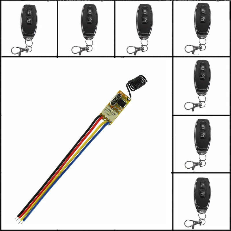 DC 3.5 В-12 В 7 шт. микро реле приемник + передатчик 3.7 В 4.5 В 5 В 6 В 9 В 12 В мини Дистанционное управление переключатель миниатюрный замок