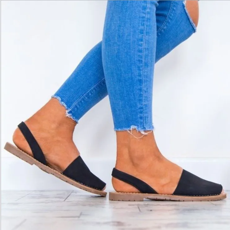 JUSTSL женские Босоножки с открытым носком Для женщин летние туфли повседневные туфли на плоской подошве сандалии Обувь большого размера