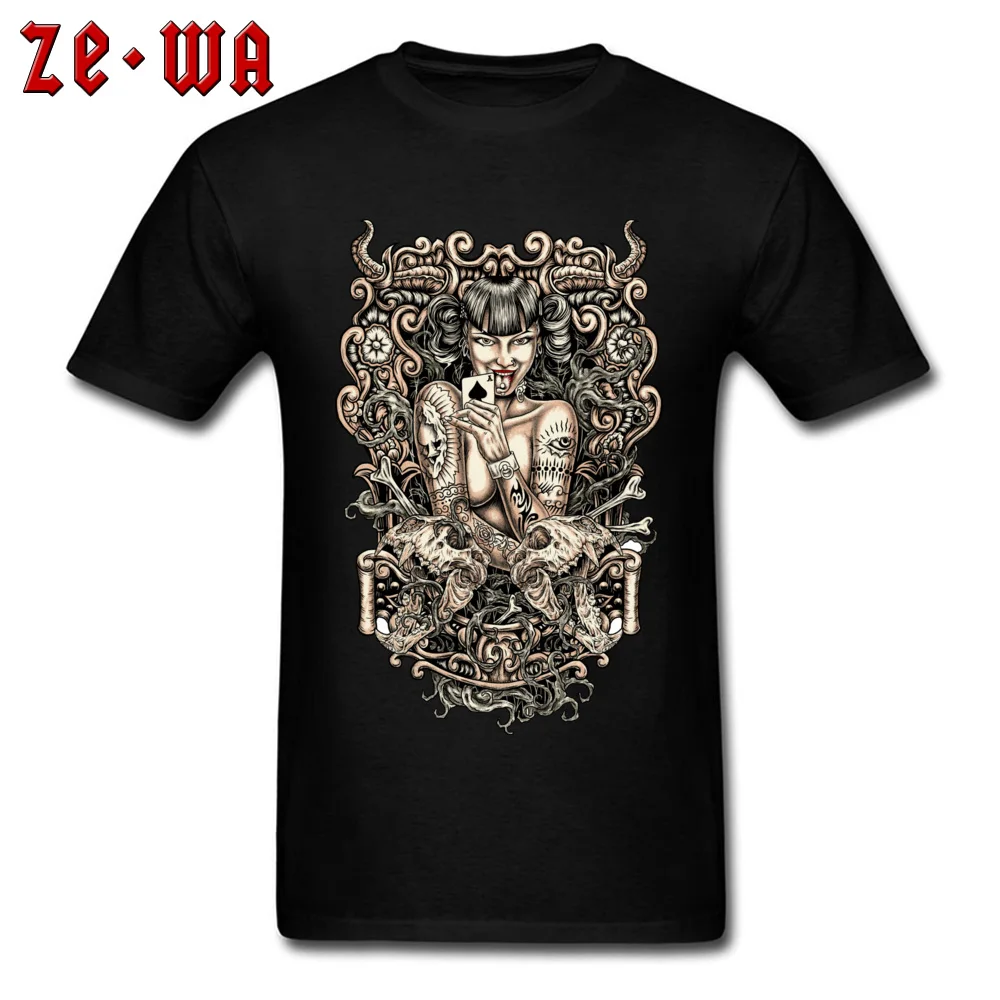 Funny Short Sleeve Tops Shirt Summer Fall O Neck 100% Cotton Youth T Shirts Tattooed Evil Girl Funny T-Shirt New Arrival Tattooed Evil Girl black