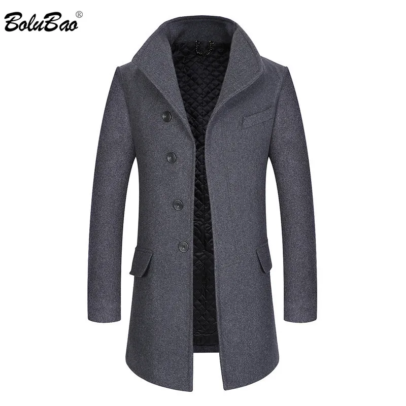 BOLUBAO мужское зимнее шерстяное пальто, мужское Новое деловое повседневное теплое одноцветное шерстяное пальто, шерстяное бушлат, мужской Тренч, пальто