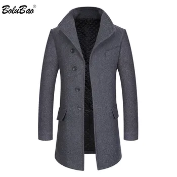 

BOLUBAO Men Winter Wool Coat Men's New Business Casual Warm Solid Color Wool Blends Woolen Pea Coat Male Trench Coat Overcoat