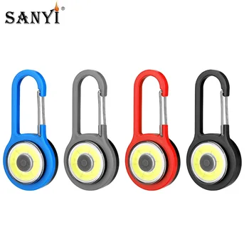 

COB LED Carabiner Backpack Light Safety Warning Flashlight Keyring Hanging Worklight Night Lamp Walking Bicycle Lighting CR2032