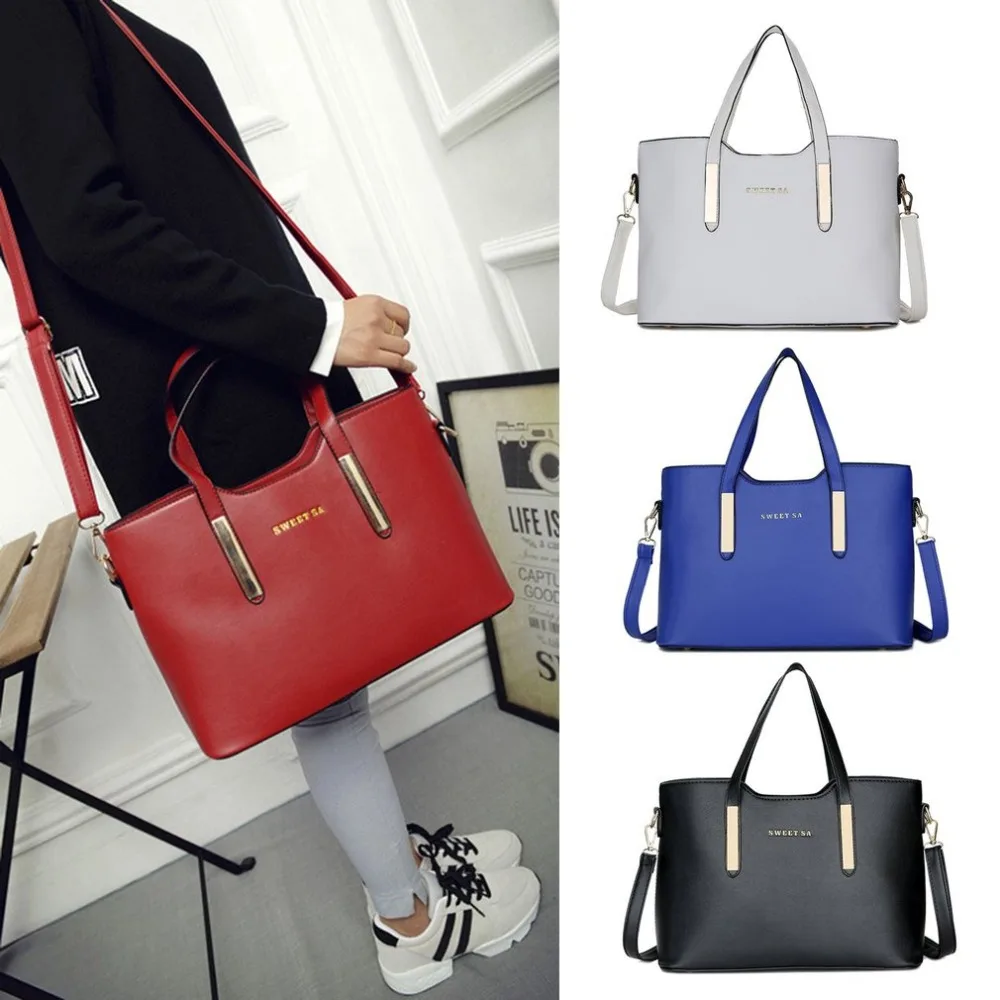 

Fashionable Women Soft PU Leather Handbags Messenger Bag Large Capacity Casual Ladies Solid Color Purse Single Shoulder Bag