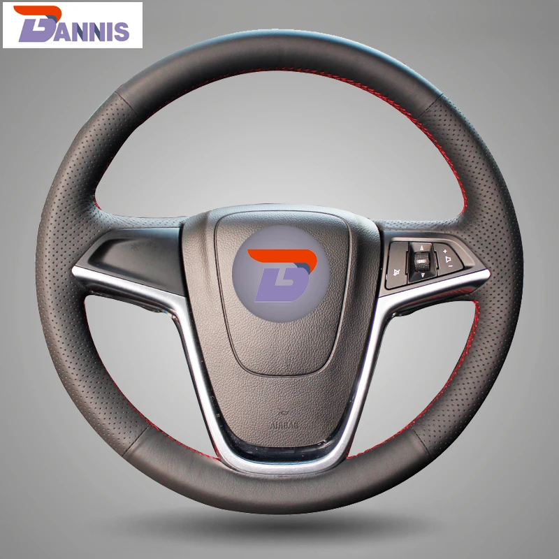 BANNIS Black Artificial Leather DIY Hand stitched Steering Wheel Cover for Buick Excelle XT GT Encore