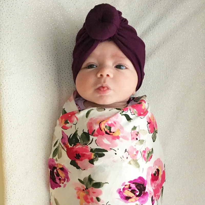 

yooap New baby products children's headscarf cap baby's pure color knotted Indian headgear