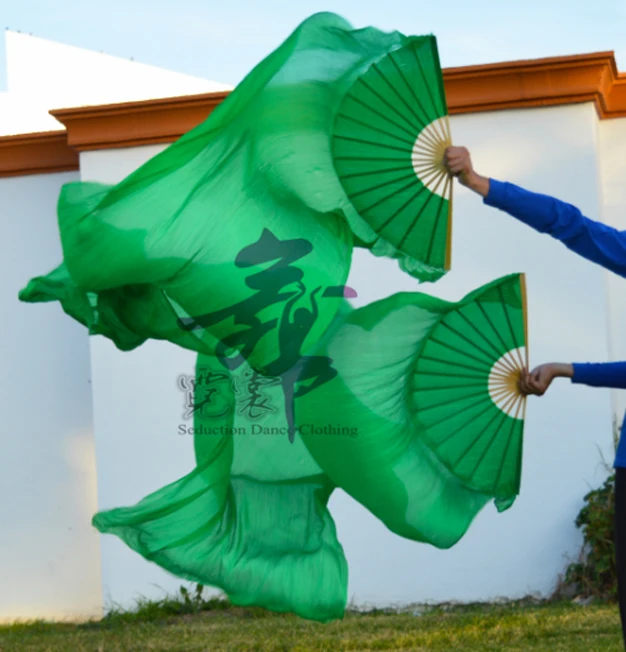 Шелковые вентиляторы для танцев унисекс высокого качества китайский 1 пара Поклонники танца живота левая рука+ правая бамбуковая ручка шелковые вентиляторы для танцев - Цвет: as picture