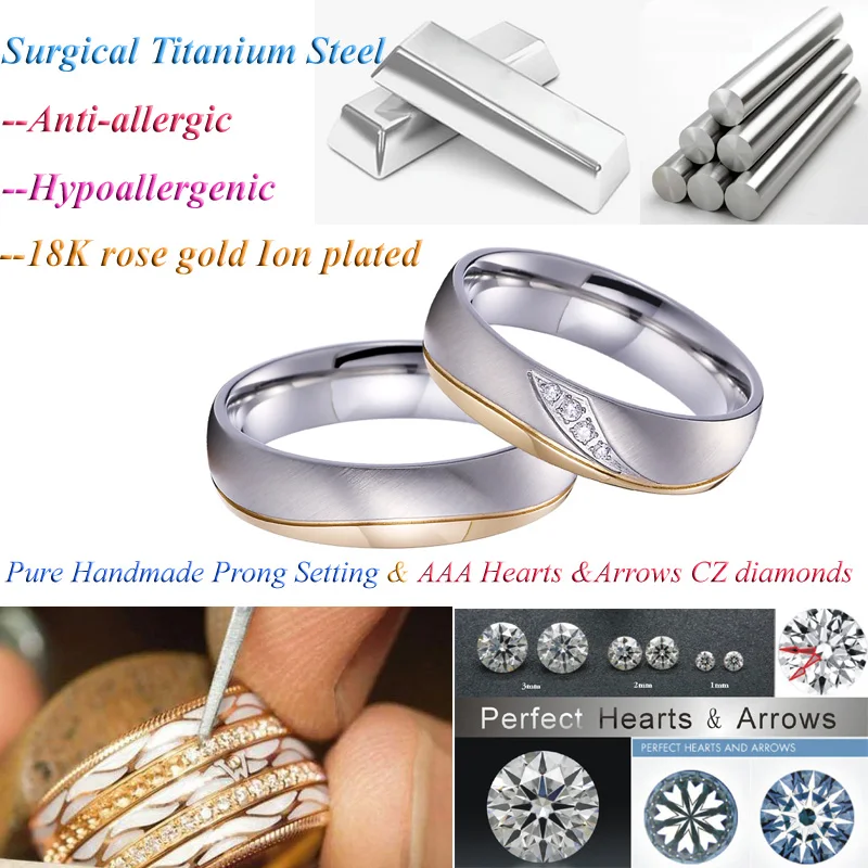 Unique Alliances Wedding Band titanium stainless steel jewelry Rings for men and women Anniversary Couple Engagement Ring (2)