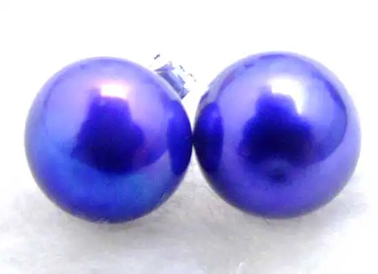 Qingmos, белые серьги с пресноводным жемчугом для женщин, 7-8 мм, плоские круглые серьги-гвоздики из натурального серебра, хорошее ювелирное изделие, серьги 181 - Окраска металла: Blue
