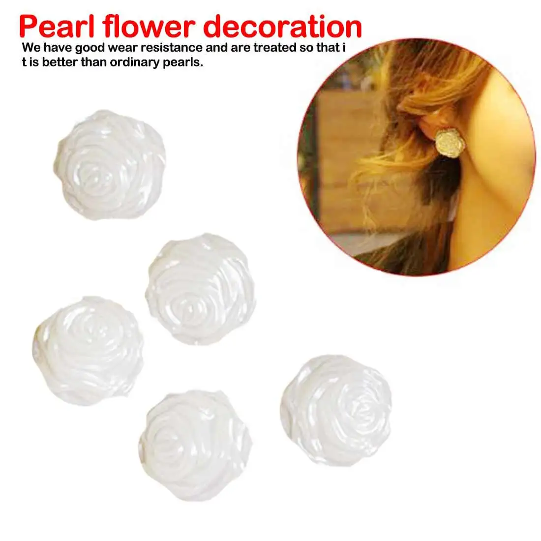 

20pcs/bag Flat Back Imitation Plastic ABS Pearl Flower for DIY Jewelry Beads Craft Phone Decoration 12mm