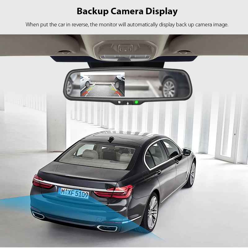 4,3 дюймов Автомобильный ЖК-дисплей Bluetooth зеркало заднего вида монитор с двойным видео Bluetooth громкой связи для Volkswagen Golf Polo Audi все транспортные средства